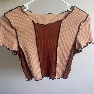 Patch worked brown crop top